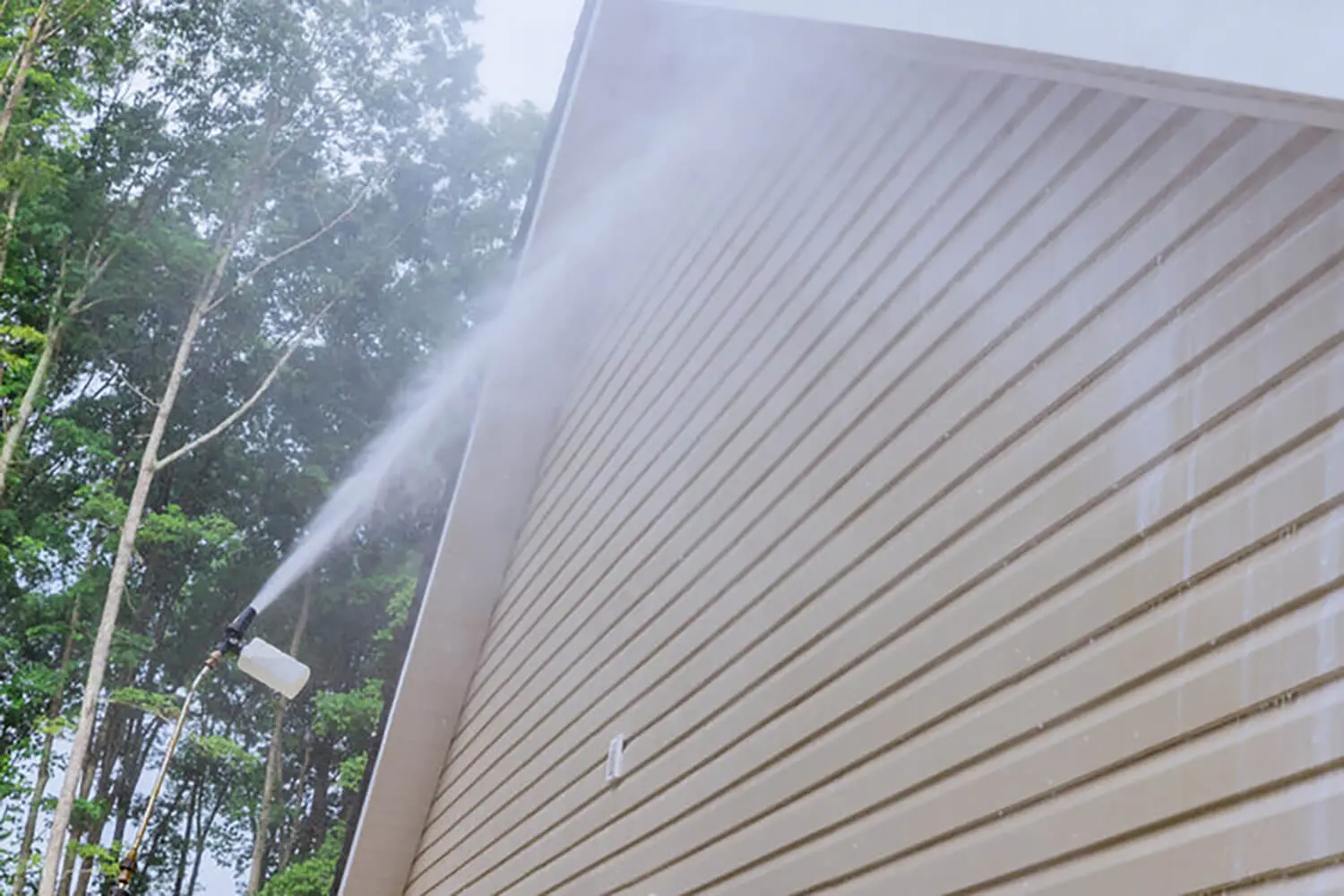 Pressure washing is needed before exterior painting to remove dirt and buildup from home siding before applying new paint